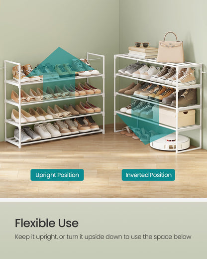 SONGMICS Shoe Rack, 4-Tier Shoe Organizer, Metal Storage Shelf, Upright or Upside Down, for 20-25