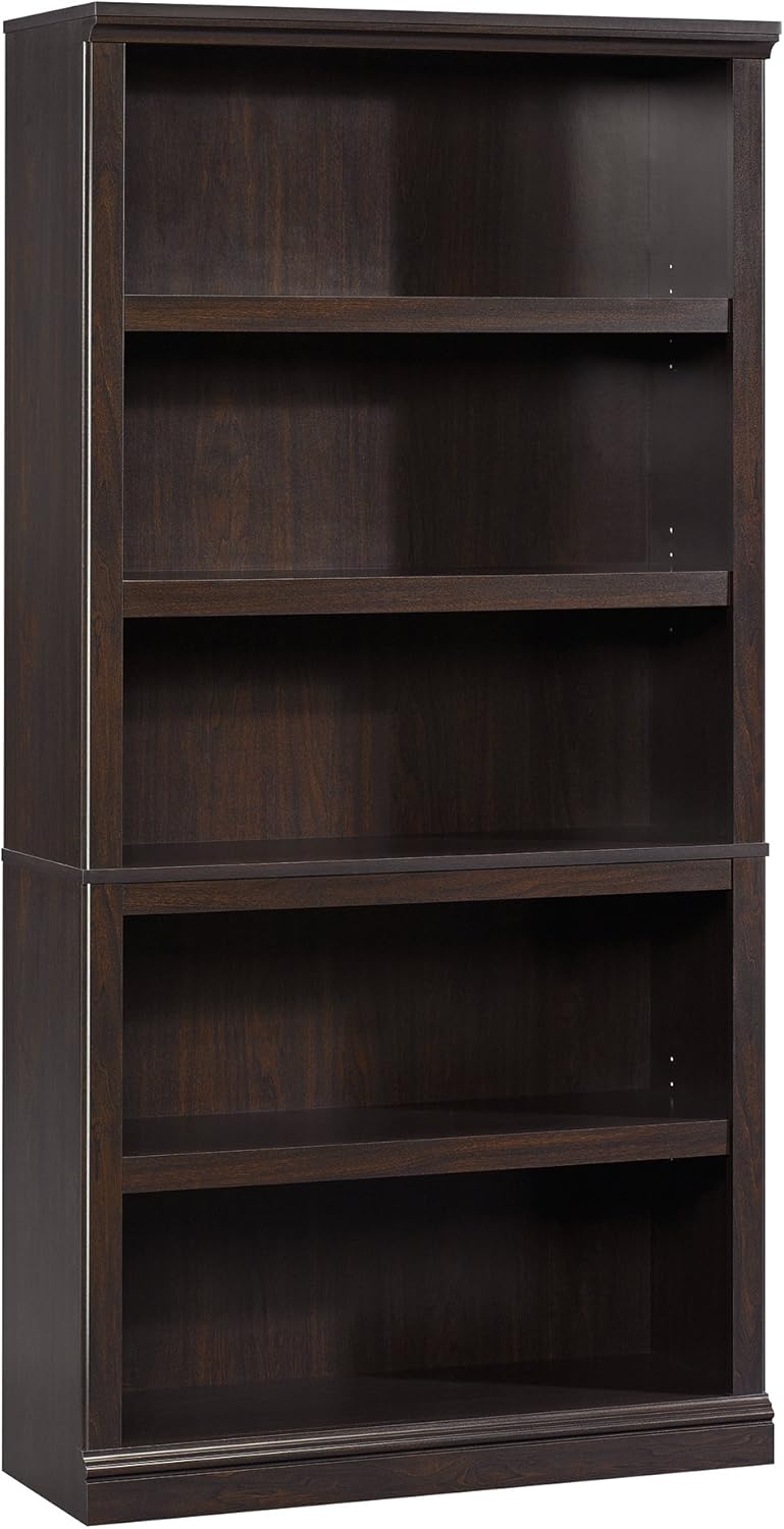 Sauder Miscellaneous Storage 5 Bookcase/Book Shelf, L: 35.28" x W: 13.23" x H: 69.76", Jamocha Wood
