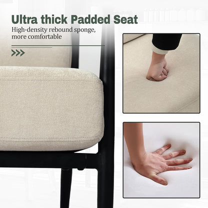 Modern Accent Chairs Set of 2 for Living Room Bedroom Mid Century Arm Chairs Upholstered Office Accent Chairs Comfy Waiting Room Chairs with Metal Frame, Beige