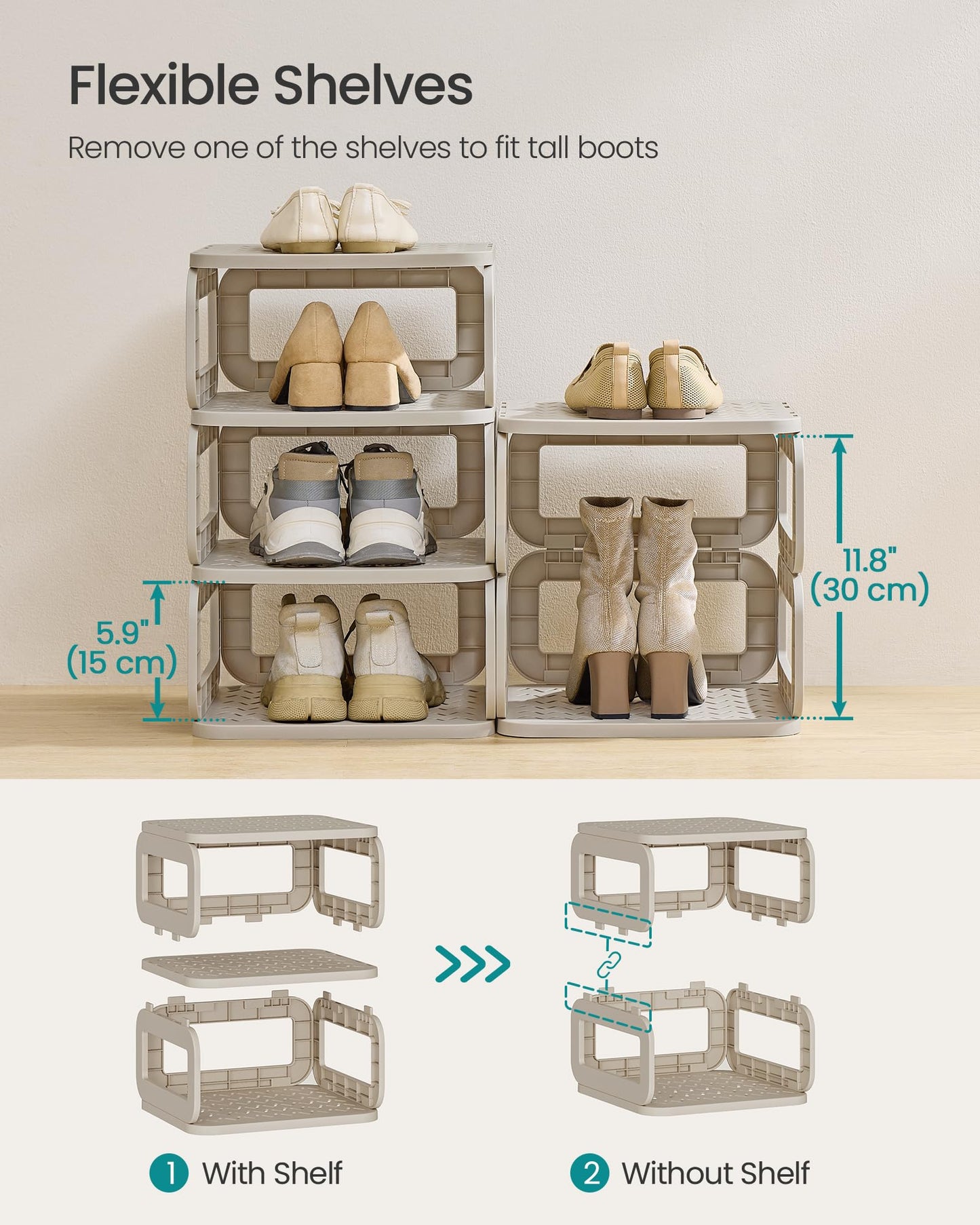 SONGMICS Shoe Rack, Shoe Organizer, 12 Shelves, Shoe Storage, Narrow Shoe Shelf, Open Shelf for