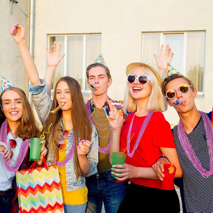 50PCS Mardi Gras Beads, Metallic Bead Necklace Party Favors, 33" Mardi Gras Necklace Women Men Stuff, Festival Parade Throw Accessories for Wedding Birthday Gender Reveal Party Supplies Celebrations