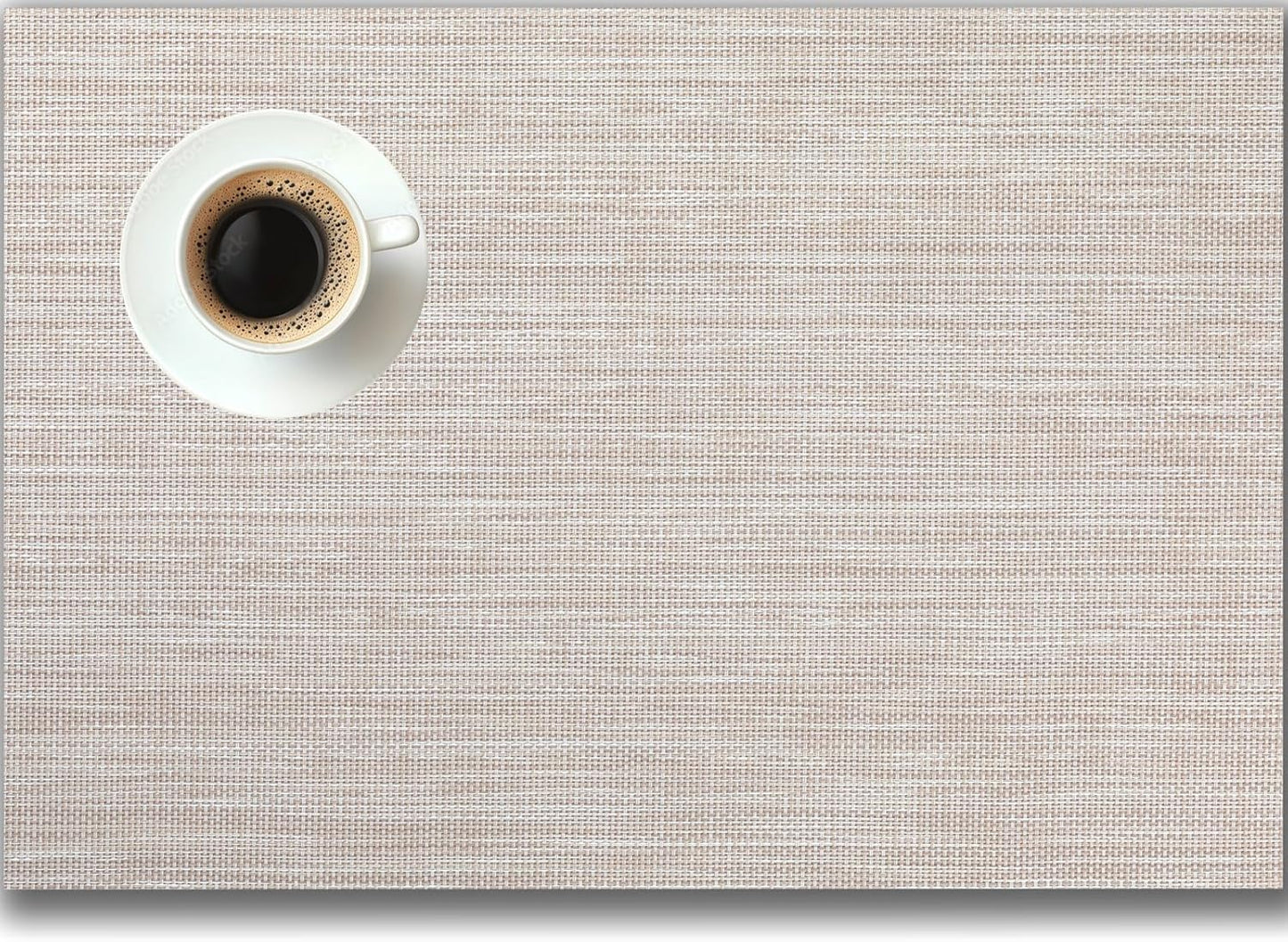 Placemats Set of 4 - Easy Clean Woven Vinyl Placemats for Dining Table, Indoor/Outdoor Place Mats, Washable PVC Table Mats（Beige）