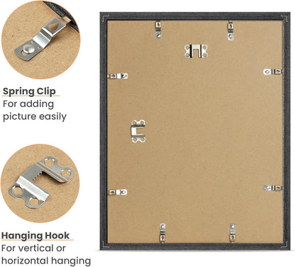 upsimples 11x14 Picture Frame, Natural Solid Wooden Picture Frames, Display 8x10 with Mat or 11 x 14 Without, Vertical or Horizontal Wall Hanging, 1 Pack, Black