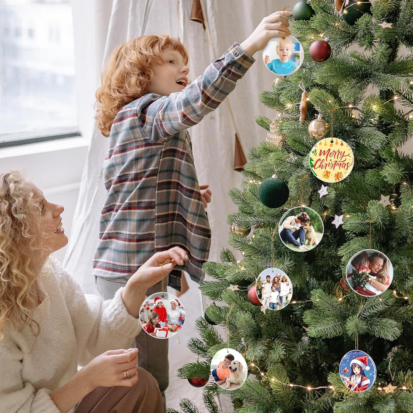 Personalized Christmas Ornaments 2025, Custom Photo Text Ornament Keepsake Gift for Christmas Tree Decorations, Baby Shower, Engagement, Wedding, Birthday