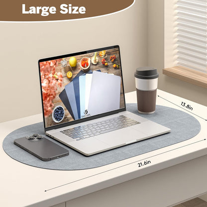 DOLOPL Large Placemats Set of 6, Oval Reversible Wipeable & Non-Slip Place Mats, Modern Faux Leather Table Mats for Kitchen, Neutral Tablemats for Dining Table Decor, Wedding, Party(Dusty Blue)