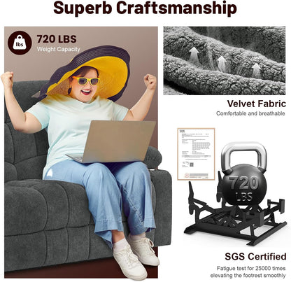 Loveseat Recliner Sofa Set with 2+1 Pieces, 2 Seater Minimalist Style Fabric Manual Pull Tab Reclining Loveseat with USB Charge Ports, Cup Holders, Recliner Couches for Living Room, RV, Gray