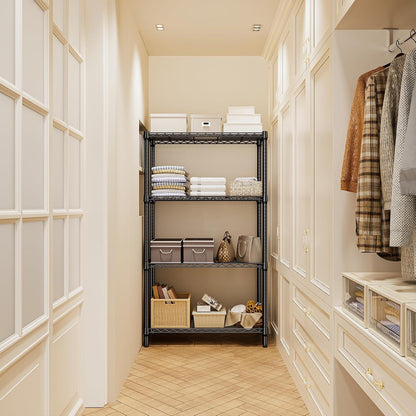 1000 lbs 4 Tier Shelf Metal Storage Shelves Shelving Wire Rack Heavy Duty Closet Organizers for Garage Kitchen Bathroom Laundry Black 15.7" D x 33.5" W x 59.5" H