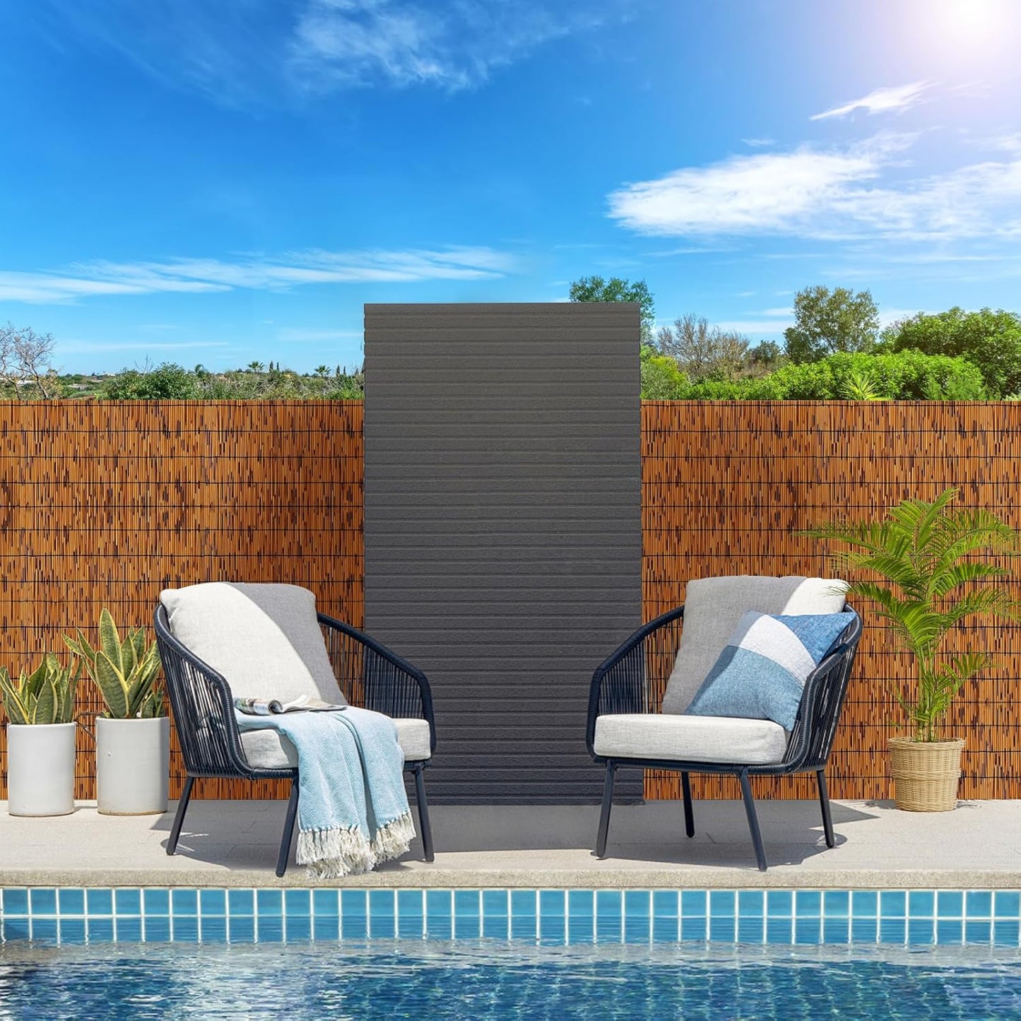 Bamboo Privacy Fence, Decorative Bamboo Fence Rolls 6 Feet High, Light Russet Reed Screens Outdoor for Patio Garden Backyard Balcony, 6 x 10 FT