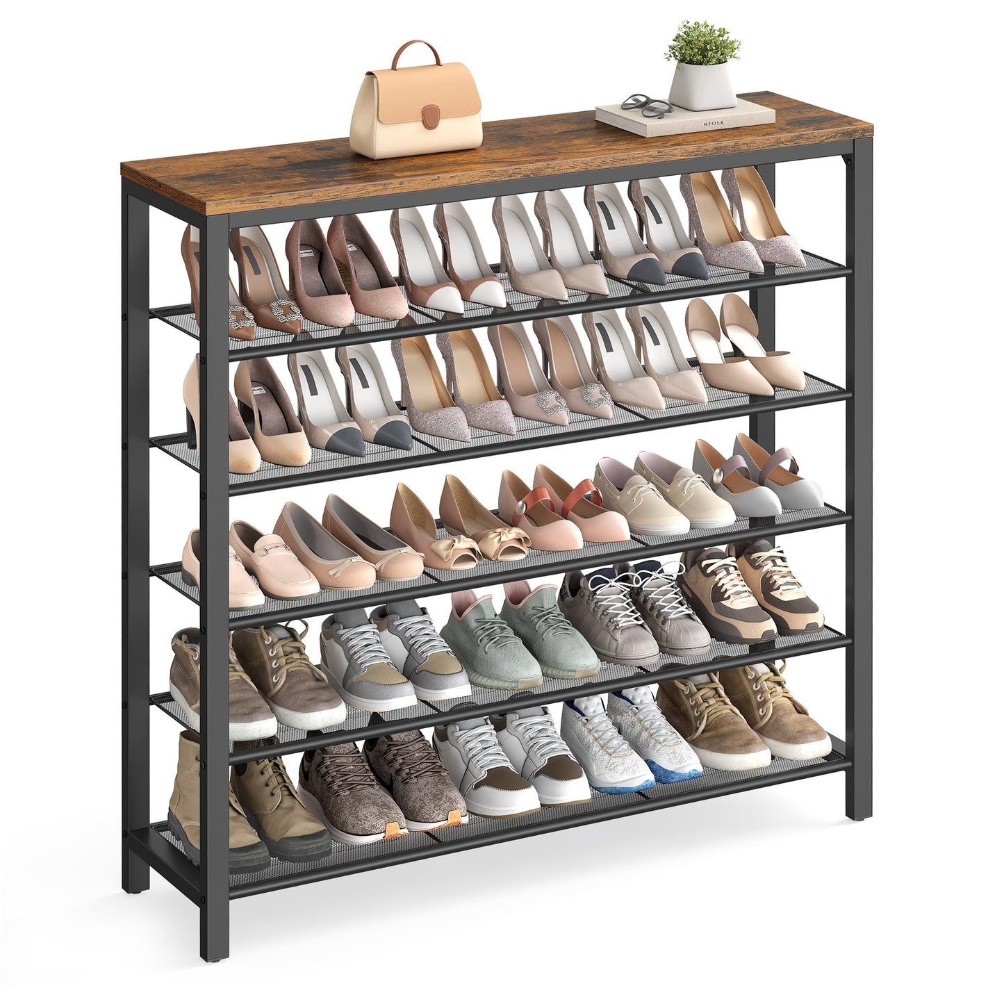 VASAGLE 6-Tier Shoe Rack, Shoe Organizer for Closet, Entryway, 24-30 Pairs of Shoes, Large Shoe