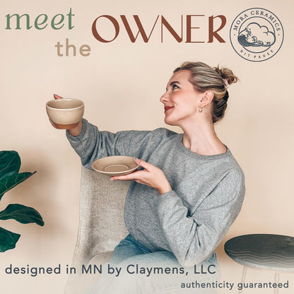 Mora Ceramic Latte Art Mug With Saucer - 10.5 oz, Round Bottom For Perfect Pours - Cafe Cups for Cappuccino, Espresso, Coffee, Tea etc - Porcelain Set for Baristas, Great Gift - Chai Latte