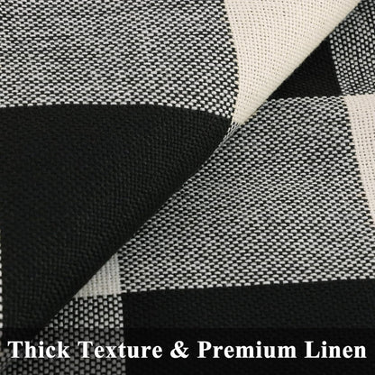 decorUhome Buffalo Plaid Check Throw Pillow Covers 24x24 Set of 2, Outdoor Decorative Farmhouse Neutral Pillow Covers with Stitched Edge for Bed Couch Sofa, Black and White