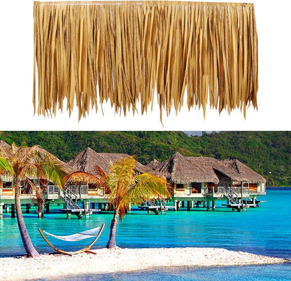 16.5ft Tiki Straw Roof Thatch-Mexican Style Artificial Palm Thatch Rolls Tiki Bar Hut Grass Duck Boat Blinds Grass Palapa Thatch Roofing for Garden Patio Umbrella Fence Party Decoration (198'' x 16")