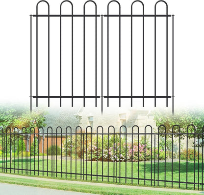 Metal Garden Fence 36 in H x 12 ft L, No dig Garden Border Yard Fencing, Dog Fence Outdoor Temporary Animal Barrier for Flower Bed Lawn and Patio, 6 Panels + 7 Stakes Black