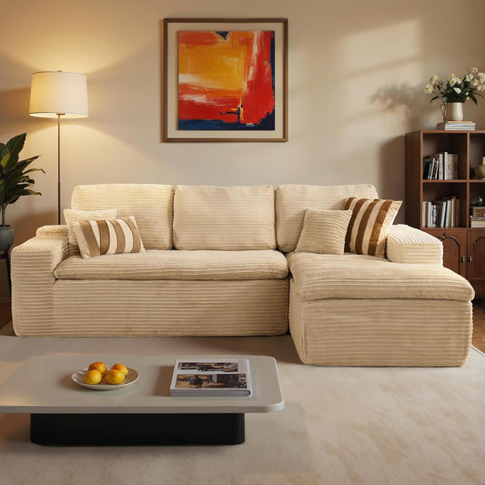 ovios 105” Modular Sectional Sofa with Thicken Seat Cushion, Cloud Couch with Deep Seat, Modern L-Shape Sofas Couches with Chaise,Upholstered Couches for Living Room Bedroom,Camel