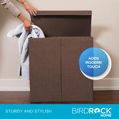 BIRDROCK HOME Laundry Hamper with Lid | Removable Bags for Sorting Clothes | Sectioned Laundry
