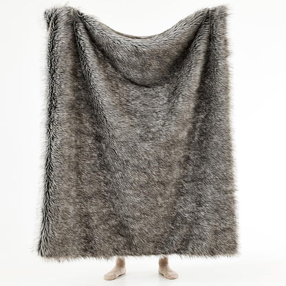 HORIMOTE HOME Luxury Plush Faux Fur Throw Blanket, Long Pile Grey with Black Tipped Blanket, Super Warm, Fuzzy, Elegant, Fluffy Decoration Blanket for Couch, Armchair, Sofa and Bed, 50''x 60''