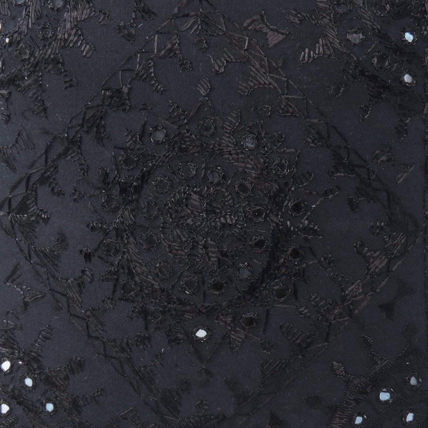 Eyes of India Embroidered Decorative Boho Throw Pillow Cover with Mirrors, Handmade Bohemian Accent Cushion Case for Sofa Couch Bedroom Living Room (Black, 16" x 16")