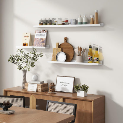 Picture Ledge Shelf for Wall, 16 inches Solid Pine Wood Nursery Book Shelves 3 Packs, Floating Ledge Shelves for Kids' Room Bedroom Bathroom Living Room Photo Frames Office Nursey Wall Decor, White