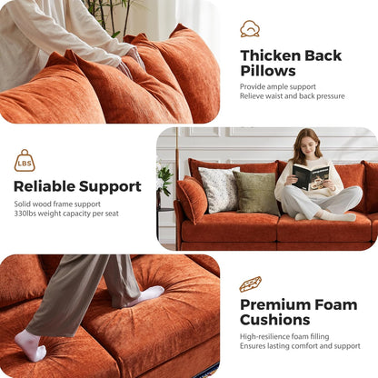 198.6" Oversized Modular Sectional Sofa, U Shaped Convertible Couch with Movable Ottoman, Large 10 Seats Corner Couches for Living Room Deep Seat Terracotta Chenille