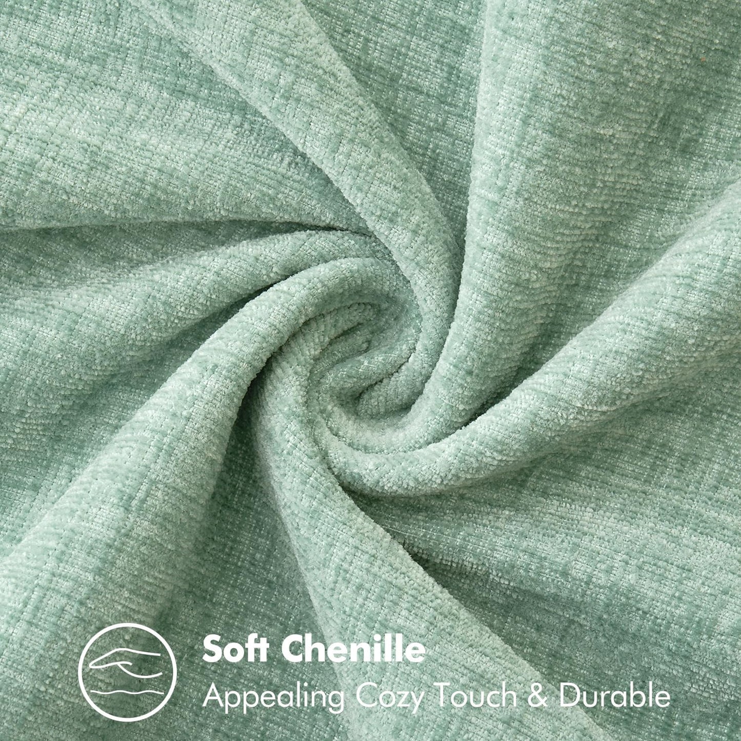 MIULEE Pack of 2 Couch Throw Pillow Covers 20x20 Inch Greyish Green Farmhouse Decorative Pillow Covers with Stitched Edge Soft Chenille Solid Dyed Spring Pillow Covers for Sofa Bed Living Room