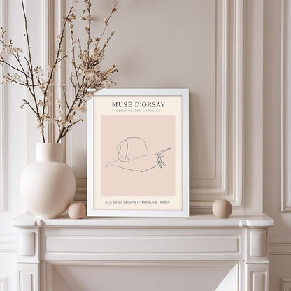 Poster Master Vintage Poster - Retro One Line Snail Drawing Print - Snail Line Art - Minimal Gift for Men, Women, Animal Lover - Abstract Wall Decor for Home, Office, 8x10 White Framed