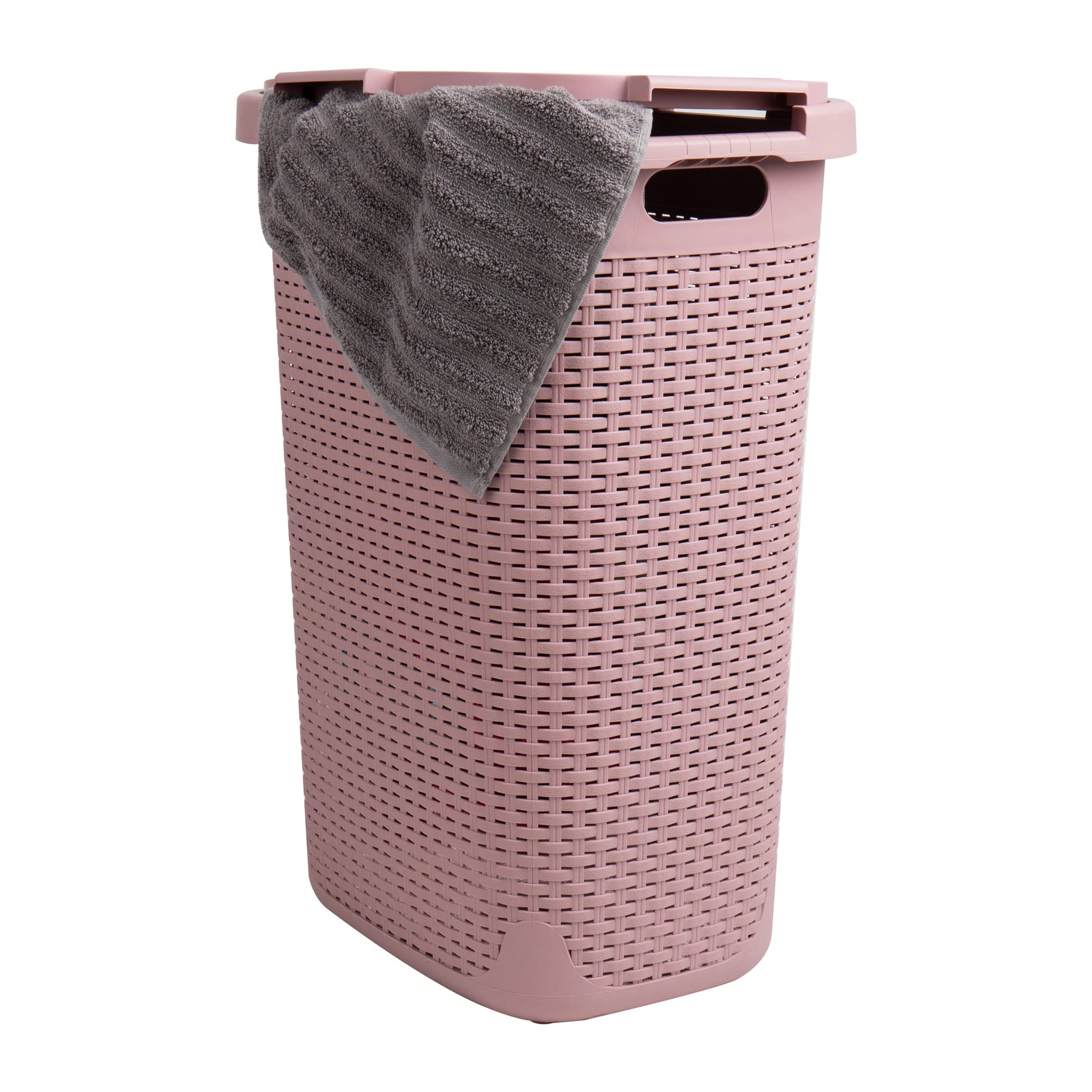 Mind Reader Slim Laundry Hamper with Lid, 60L Tall Clothes Basket, Narrow Tapered Design for