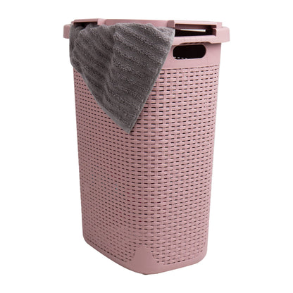 Mind Reader Slim Laundry Hamper with Lid, 60L Tall Clothes Basket, Narrow Tapered Design for
