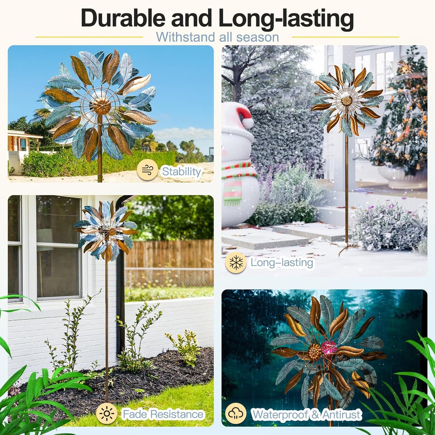 Solar Wind Spinners 87 Inch Extra Large Metal for Yard, Garden Decor Yard Art Windmills for Outdoor