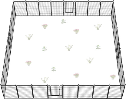 FXW Garden Fence Outdoor for The Yard – 45in(H) x 71.3ft(L) Heavy Duty Metal Animal Barrier for Dog and Rabbit, Decorative Dog Fence, 32 Panels, Black