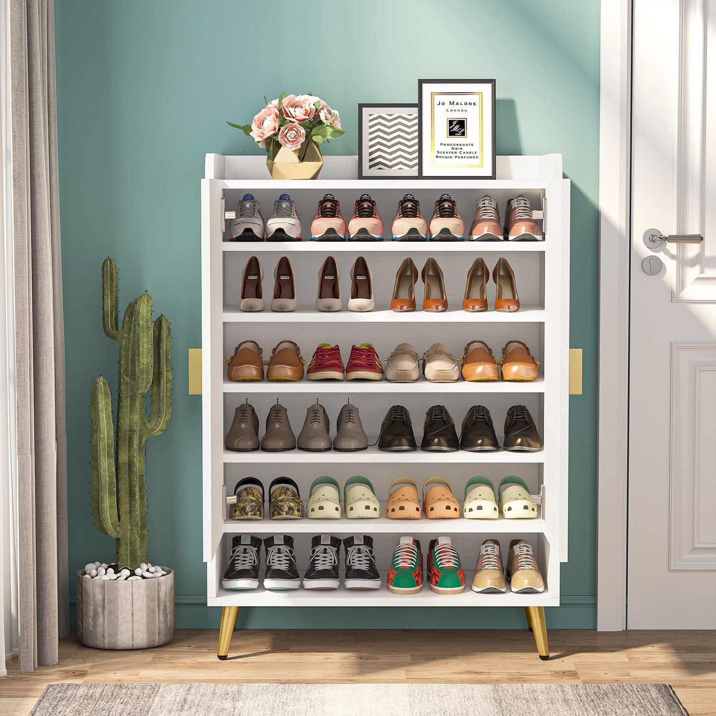 Tribesigns Shoe Cabinet with Doors, 6-Tier Shoe Storage for Entryway