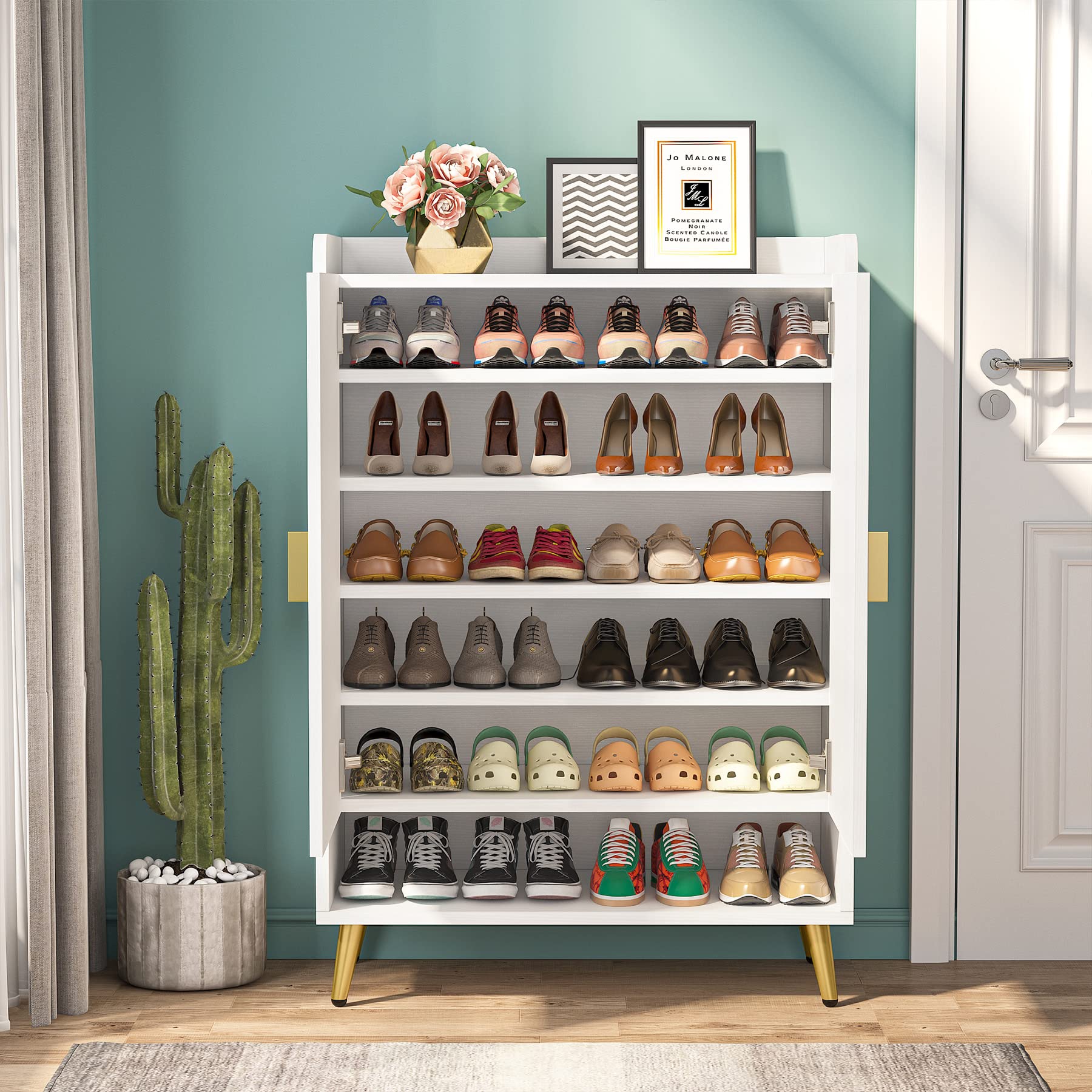 Tribesigns Shoe Cabinet with Doors, 6-Tier Shoe Storage for Entryway