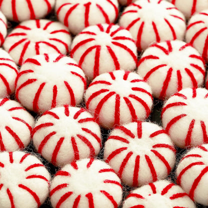 36 Pcs Felt Peppermint Decoration Christmas Wool Peppermints Christmas Arts Crafts Supplies, DIY Garland for Tree Home Vase Filler Decoration(Red)