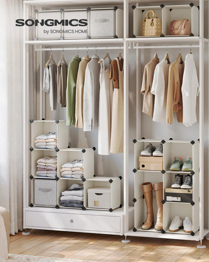 SONGMICS Cube Storage Organizer, Set of 16 Plastic Cubes, Book Shelf, Closet Organizers and