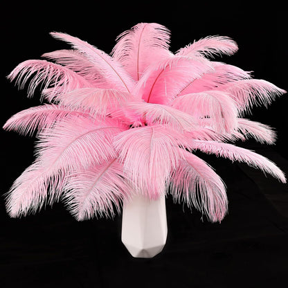 THARAHT Pink Ostrich Feathers 24pcs Natural Bulk 8-10Inch 20cm-25cm for Crafts Wedding Party Centerpieces Flower Arrangement Easter Gatsby and Home Decoration Feathers