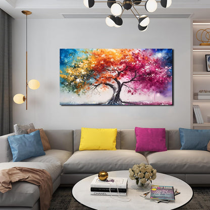 Alsingbago Large Colorful Tree Canvas Wall Art for Living Room Bedroom Home Office Orange and Pink Tree Picture Modern Artwork Ready to Hang Size 24x48