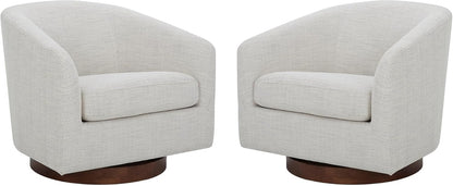 CHITA Swivel Accent Chair, FSC Certified Upholstered Fabric Barrel Chair for Living Room Set of 2, Fully Assembled, Ivory