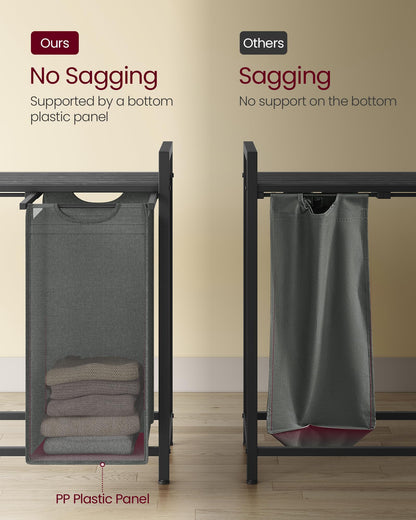 VASAGLE Laundry Hamper, Laundry Basket, Laundry Sorter with 4 Pull-Out and Removable Bags, Shelf