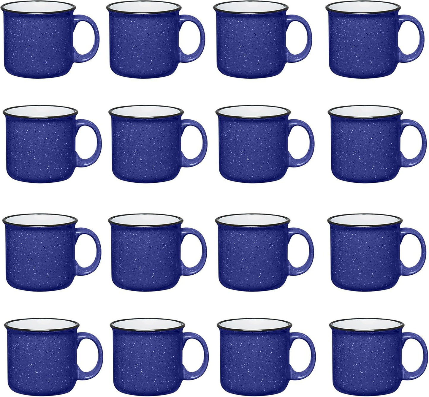 Set of 16 Ceramic Campfire Mugs – 15 Oz, Royal Blue – Coffee & Tea Cups for Home, Work, Travel, Camping – Customizable, Great for DIY, Events, Companies