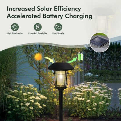 Grand patio Solar Outdoor Lights, 5 Pack, Glass Light Metal Pathway Light, Waterproof Landscape Lighting, Automatic Dusk and Dawn Sensor (Slate Gray)