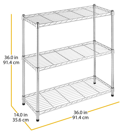 Whitmor 3 Tier Shelving Unit, Metal Storage Shelves, 400 lbs Capacity per Shelf, 1200 lbs Total