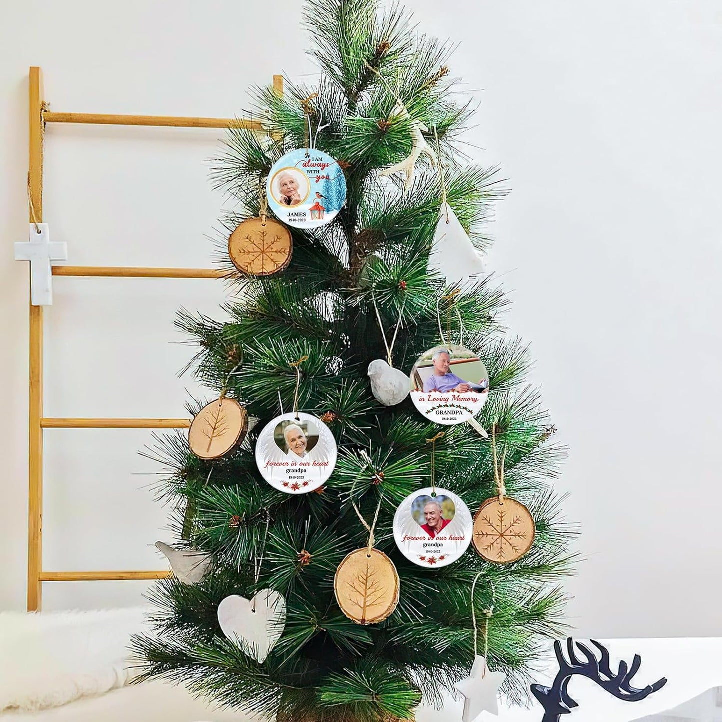 Valyria Personalized Memorial Christmas Photo Ornament, in Loving Memory Ceramic Custom Christmas Ornament 2025 Memorial Ornaments for Loss of Loved Ones Xmas Sympathy Ornament