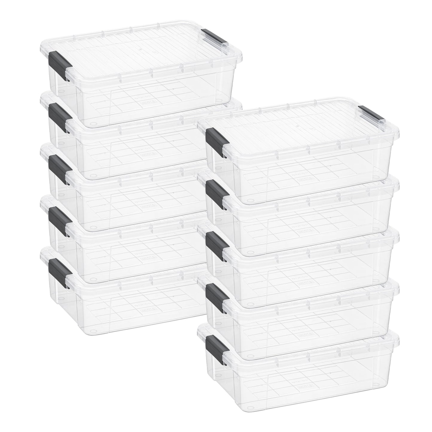 Superio Clear Storage Box with Lid, 13.7 Qt Plastic Container Bins for Organizing, Stackable