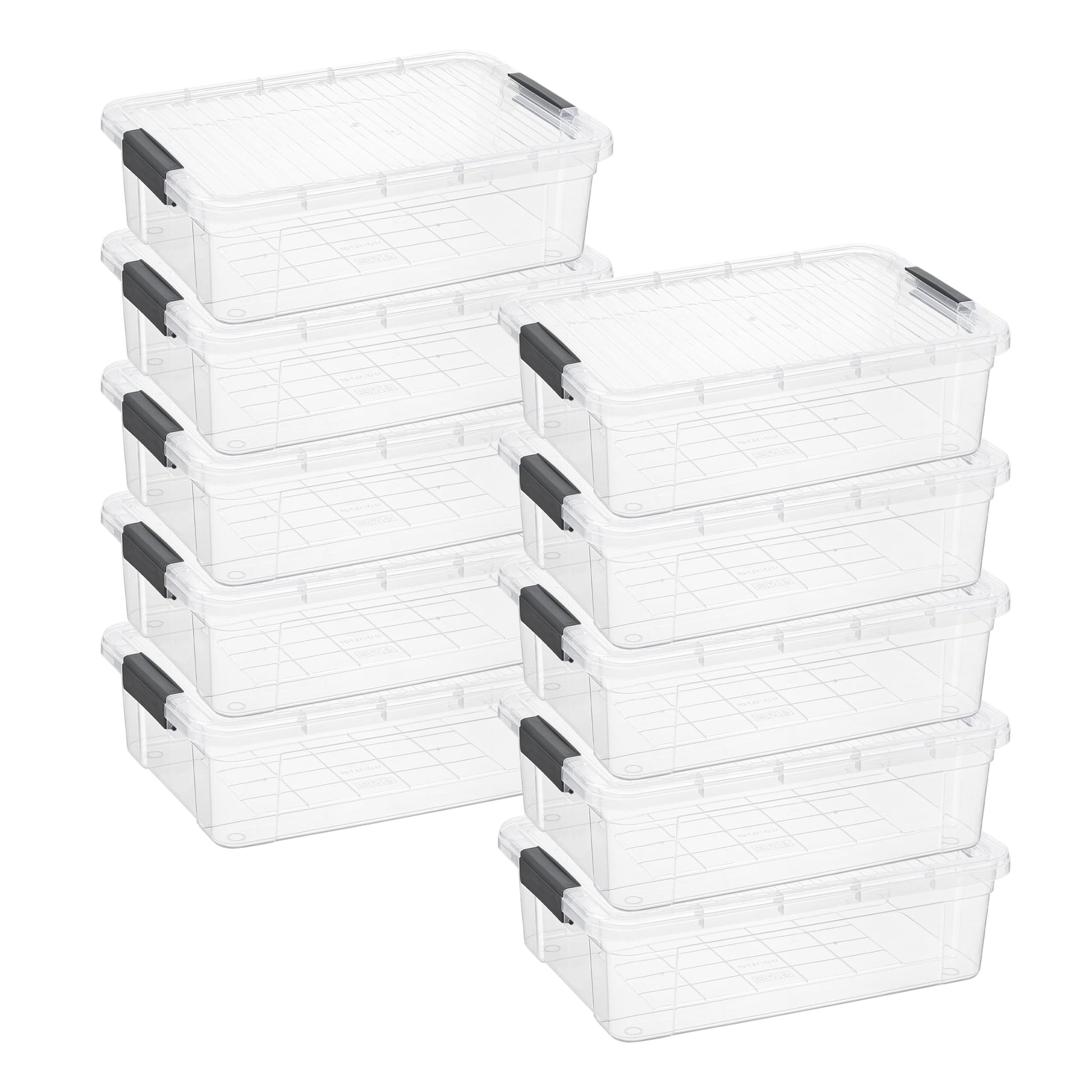 Superio Clear Storage Box with Lid, 13.7 Qt Plastic Container Bins for Organizing, Stackable