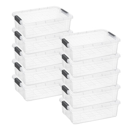 Superio Clear Storage Box with Lid, 13.7 Qt Plastic Container Bins for Organizing, Stackable
