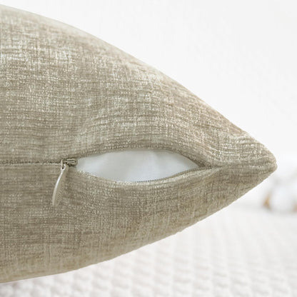 CaliTime Throw Pillow Covers Decorative 26 X 26 Inches Pack of 2 Cozy Chenille Cushion Cases for Couch Sofa Bed Living Room Home Light Taupe