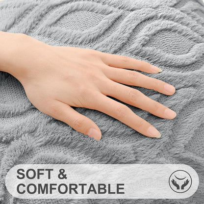 decorUhome Fall Throw Pillow Covers 18x18 Inch Set of 2, Soft Plush Decorative Faux Fur Grey Solid Couch Pillow Covers, Accent Farmhouse Neutral Square Euro Pillow Cases for Sofa Bed Living Room