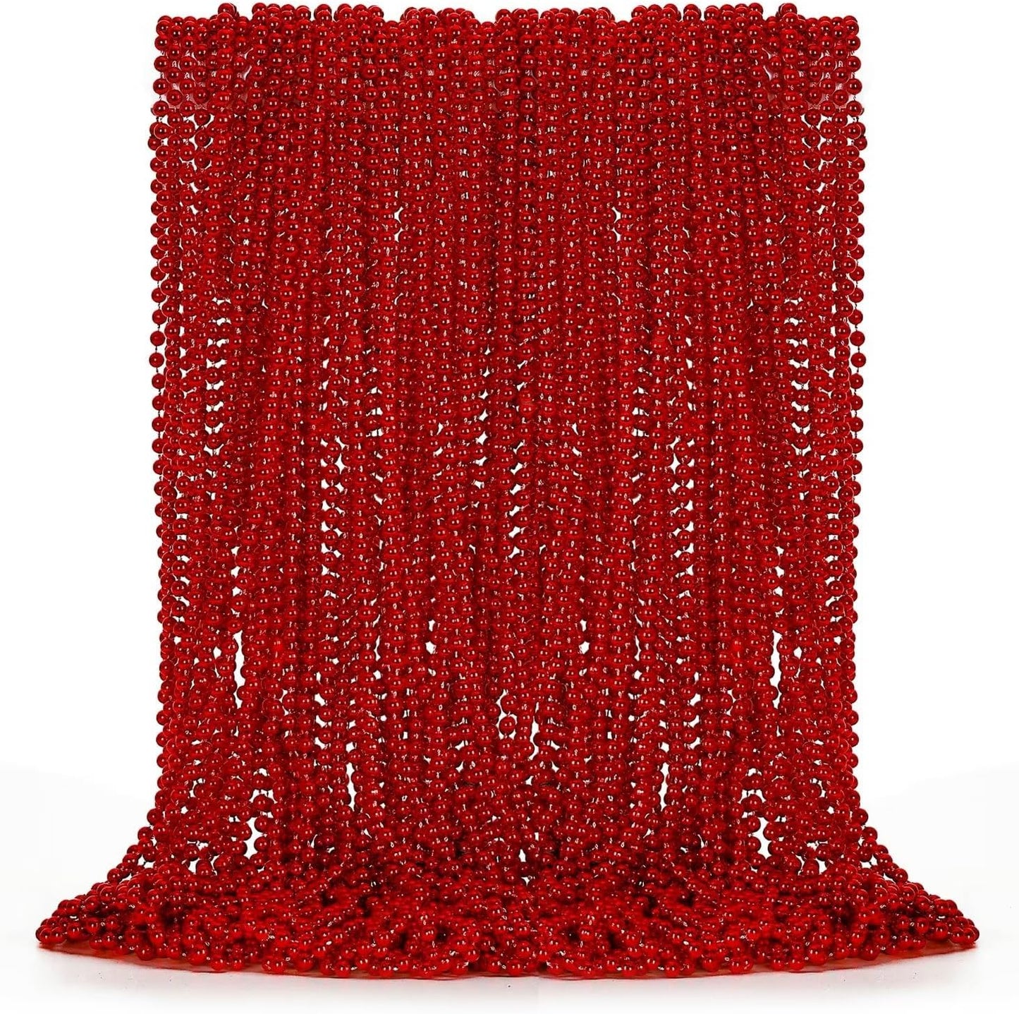 50PCS Bead Necklace, Red Christmas Bead Stuff Party Favors, 33" Necklaces Festival Parade Throw Accessories for Wedding Birthday Valentines Mardi Gras Christmas Celebrations Decorations