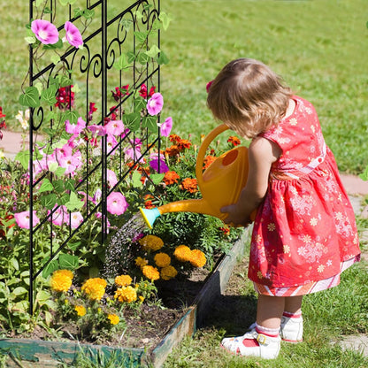 LZRS 2 Pack 71x20in Rustic Iron Arch Decoration Garden Trellis with Black Metal Coating – Perfect for Supporting Climbing Plants Outdoor, Roses, Vines, Flowers, and Vegetables.
