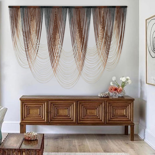 IOWER Macrame Wall Hanging Brown Dip-Dyed Large Macrame Wall Decor For Living Room Boho Fiber Art for Office Decoration 57" W x 41" L