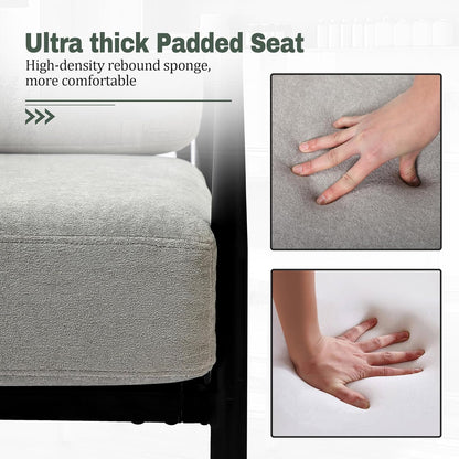 Modern Accent Chairs Set of 2 for Living Room Bedroom Mid Century Arm Chairs Upholstered Office Accent Chairs Comfy Waiting Room Chairs with Metal Frame, Grey